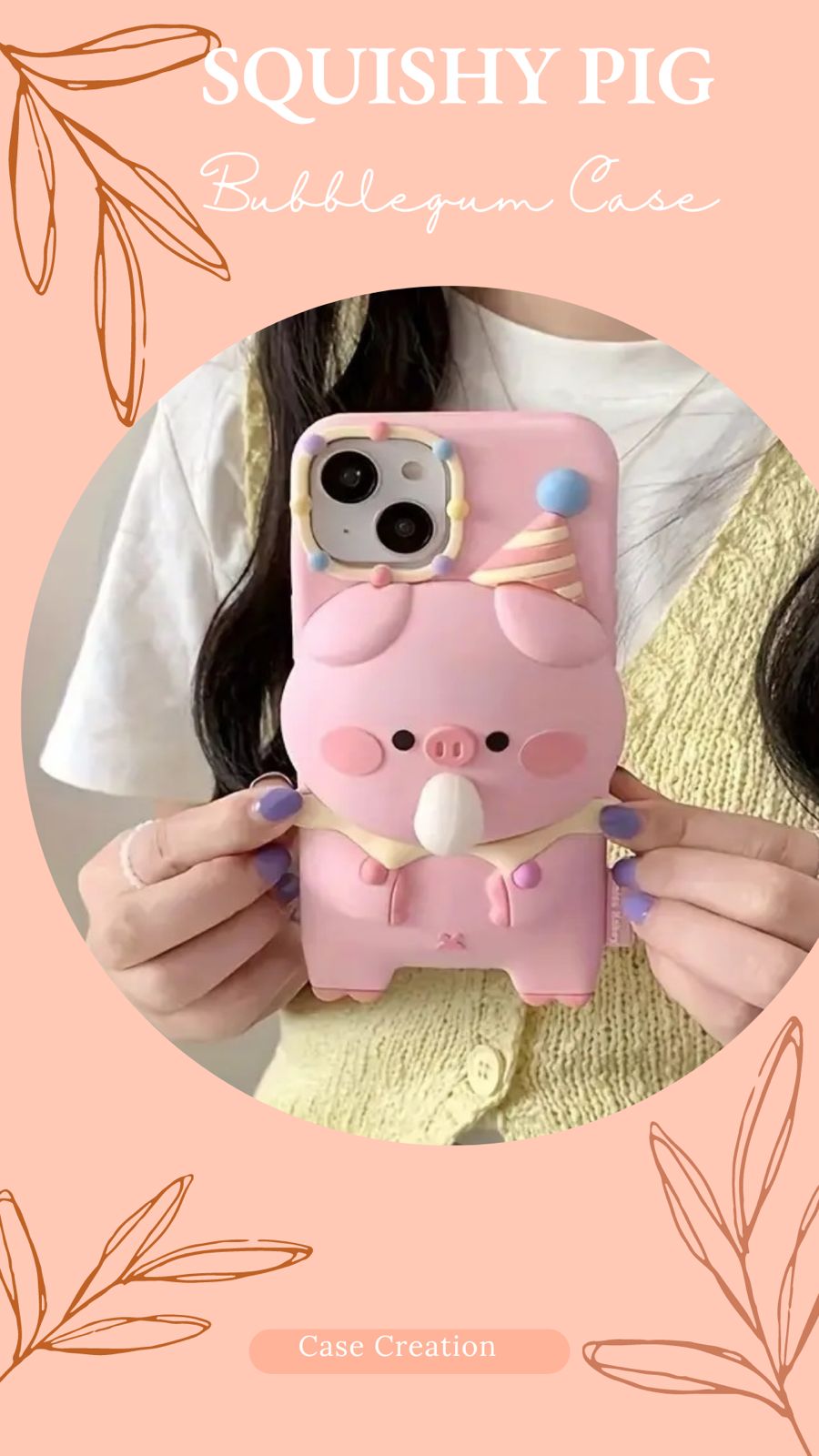 3D Pig Blowing Bubble Gum Squishy Toy Piglet Pink Cartoon Play Case